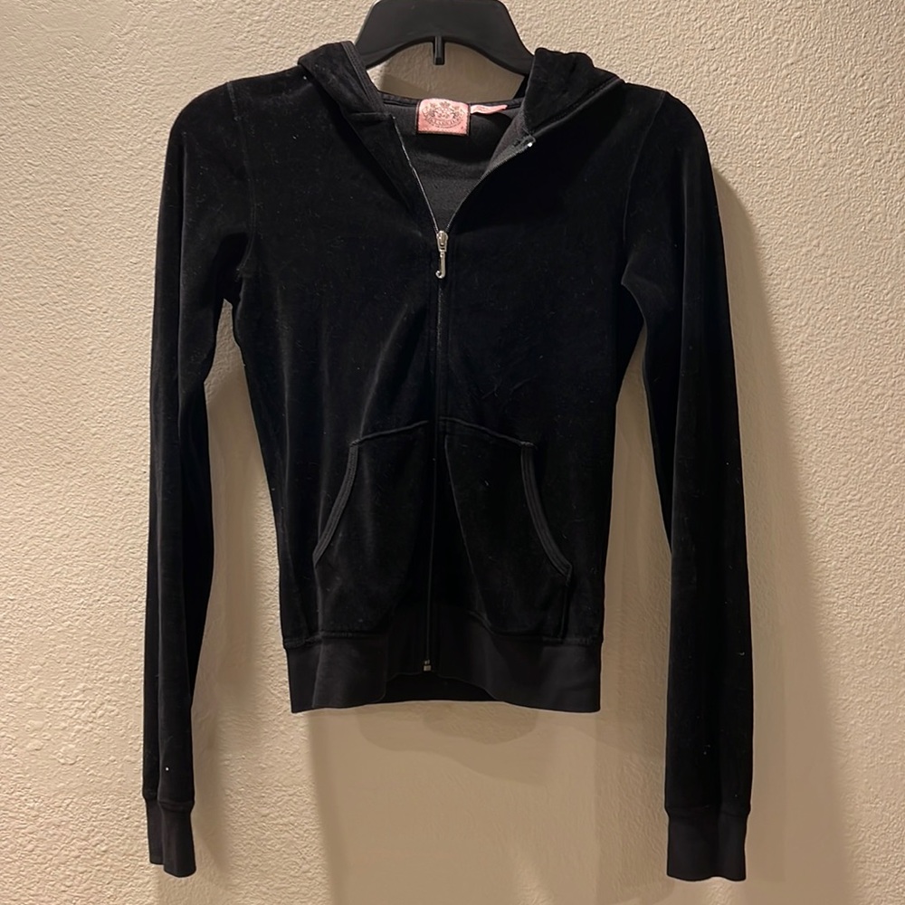 Petite Juicy Couture Velvety black jacket with hood